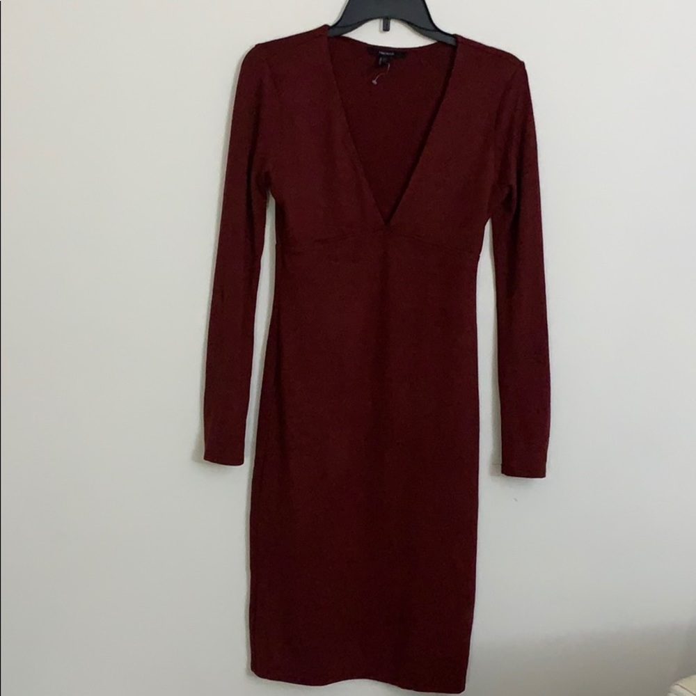 V neck long dress - long sleeves